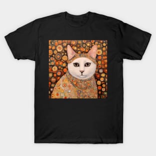 Gustav Klimt Cat with Colorful Costume T-Shirt